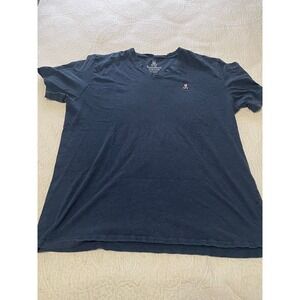 Psycho Bunny Mens V Neck T Shirt Navy Blue Logo Graphic Cotton Size 6 Size L